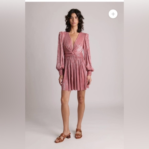 Sabina Musayev Golda Pleated Mini Dress in Rose Gold - Picture 2 of 14